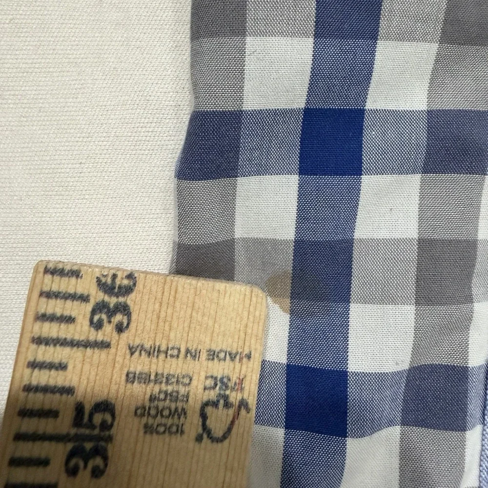 Banana Republic Plaid Shirt Mens M Blue Gray Custom 078 Wash Button Down